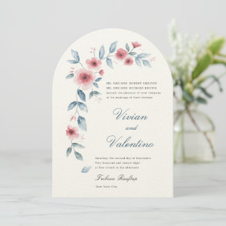 Watercolor Floral Arc Wedding Invitation