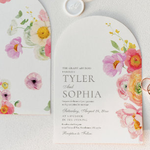 Watercolor Floral Arch Wedding Invitation