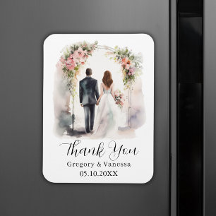Watercolor Floral Arch Wedding Thank You Card Magnet