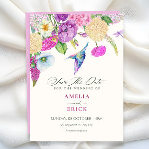 Watercolor floral arrangement wedding invitation