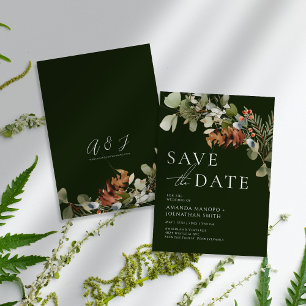 Watercolor Floral Arrangements Green Wedding Save The Date