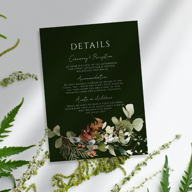 Watercolor Floral Arrangements Wedding Details Enclosure Card (Creator Uploaded)