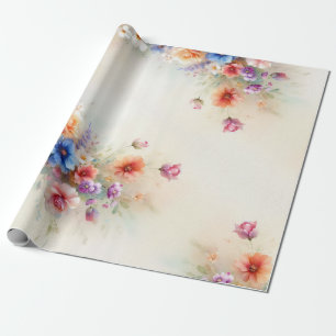 Watercolor Floral Art Elegant Modern Template Gift Wrapping Paper