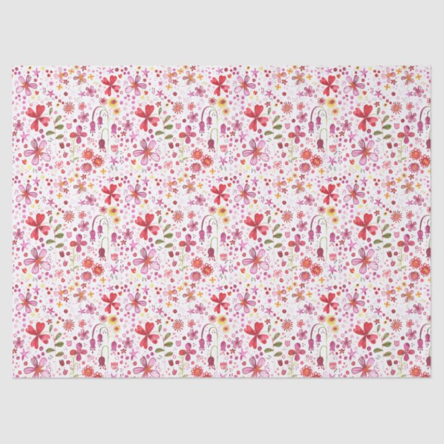 Watercolor Floral Art Modern Pattern Tissue Paper (Front)