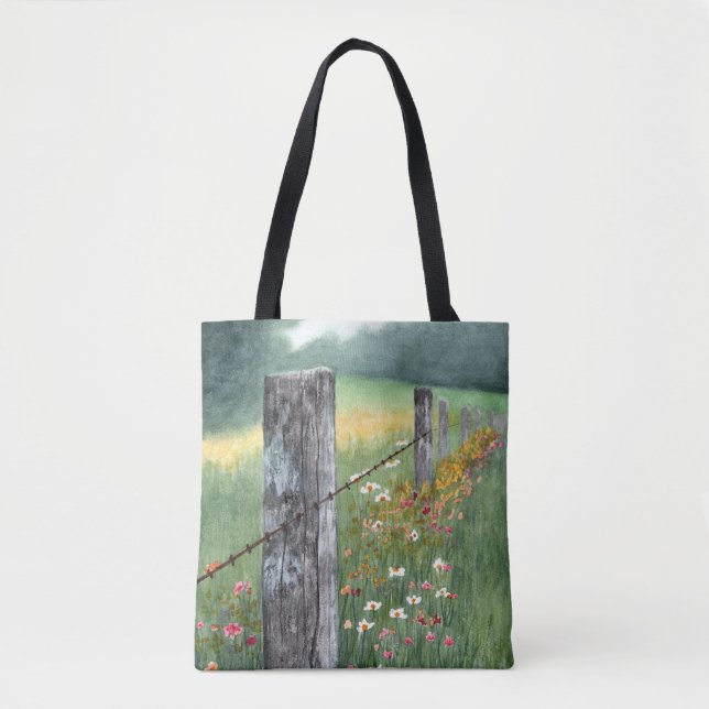 Watercolor floral art tote bag (Front)