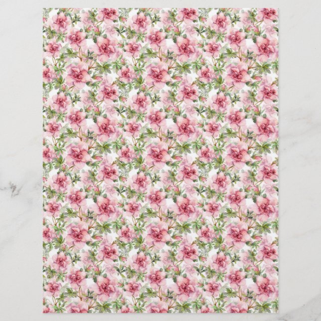 Watercolor Floral Arts & Craft Scrapbook Paper (Front)