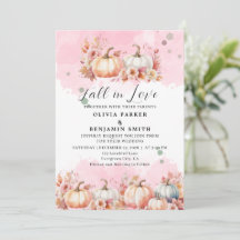Watercolor Floral Autumn Pink Pumpkin Fall Wedding