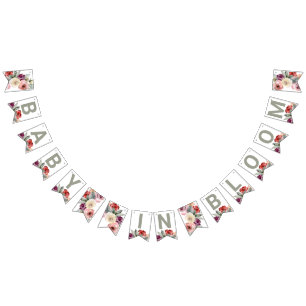 Watercolor Floral Baby In Bloom Baby Shower Bunting