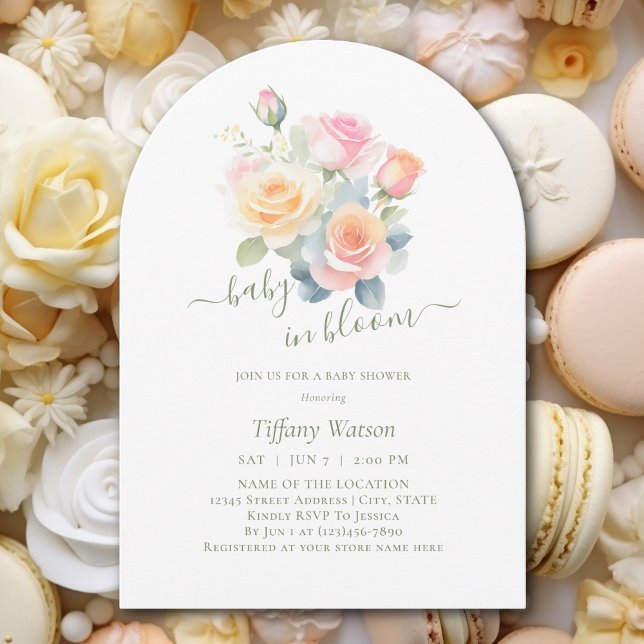 Watercolor Floral Baby in Bloom Baby Shower Invitation (Creator Uploaded)