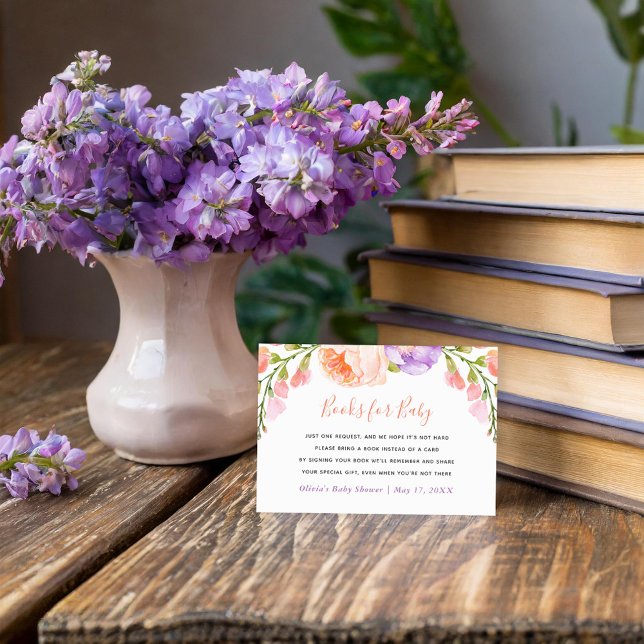 Watercolor Floral Baby Shower Book Request Card (Creator Uploaded)