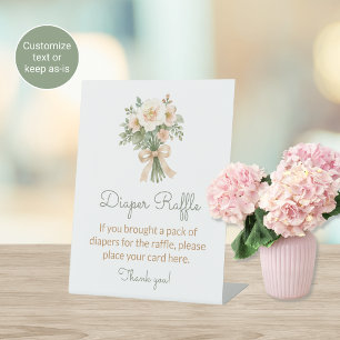Watercolor Floral Baby Shower Diaper Raffle Sign