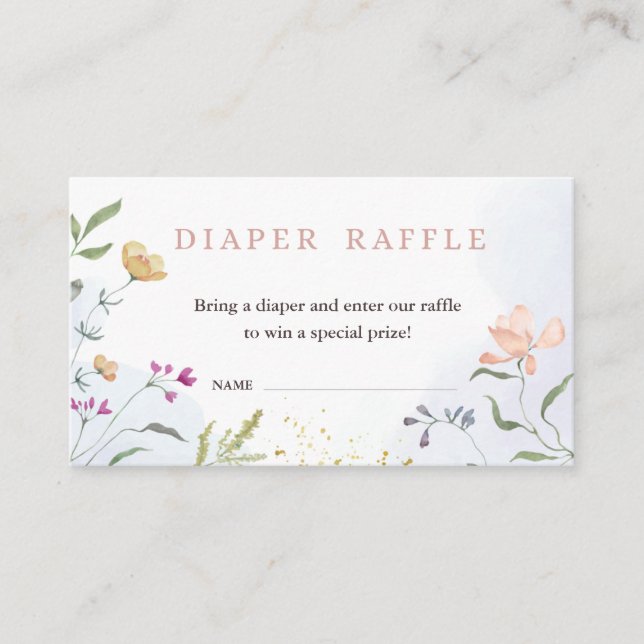  Watercolor Floral Baby Shower  Enclosure Card (Front)