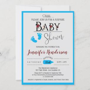 Watercolor Floral Baby Shower for Boy Invitation