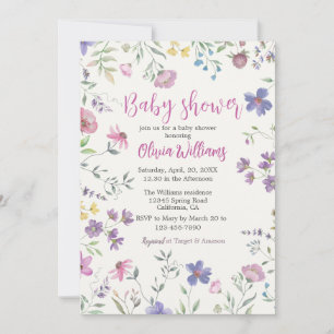 Watercolor floral Baby Shower Invitation