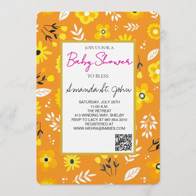 Watercolor Floral Baby Shower Invitation (Front)