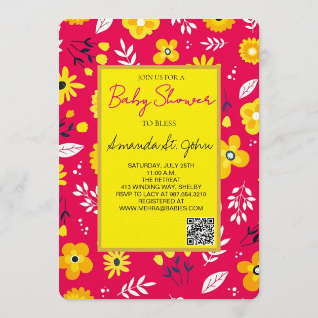 Watercolor Floral Baby Shower Invitation (Front)