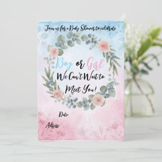 Watercolor Floral Baby Shower Invitation - Pink an