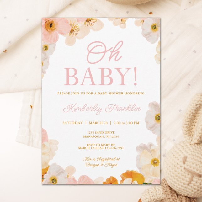 Watercolor floral baby shower invitations (Creator Uploaded)
