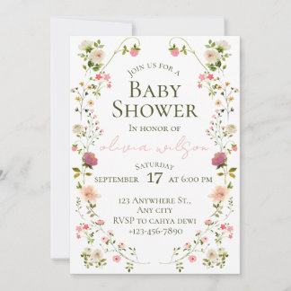 Watercolor Floral Baby Shower Invite