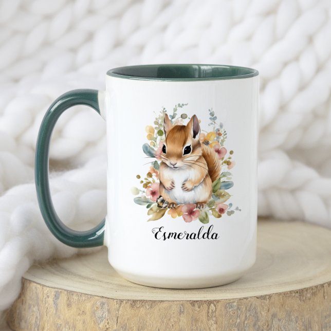 Watercolor Floral Baby Squirrel & baby Penguin Mug (Creator Uploaded)