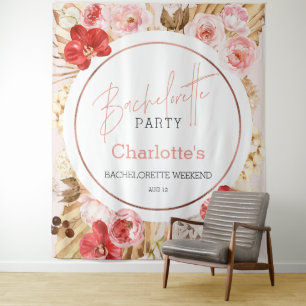 Watercolor Floral Bachelorette Party Backdrop Tapestry