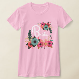 Watercolor Floral Bachelorette Party Bride T-Shirt