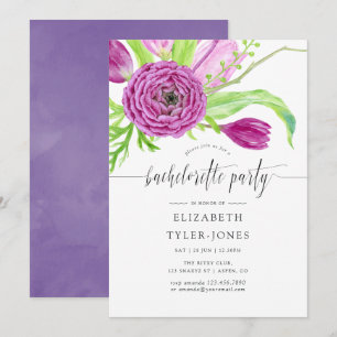 Watercolor Floral Bachelorette Party Invitation