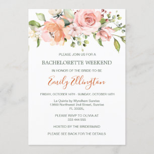 Watercolor floral Bachelorette Weekend Itinerary Invitation