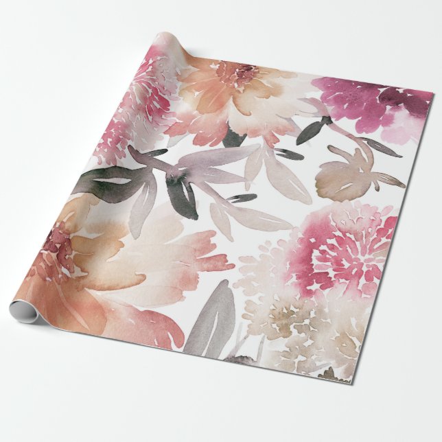 Watercolor floral backgroundpattern,flower,art,flo wrapping paper (Unrolled)