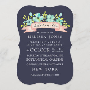 Watercolor Floral Banner Kitchen Tea Invite