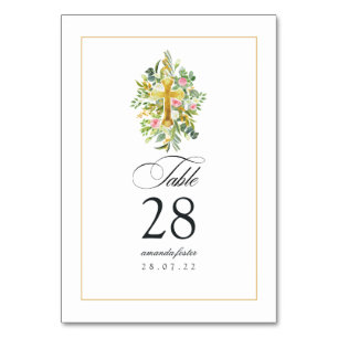 Watercolor Floral Baptism/ Christening/ Dedication Table Number