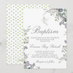 Watercolor Floral Baptism Invitation