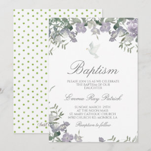 Watercolor Floral Baptism Invitation