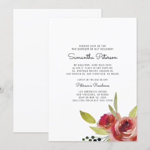Watercolor Floral Baptism Invitation