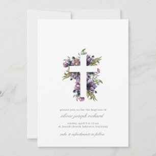 Watercolor Floral Baptism Invitations