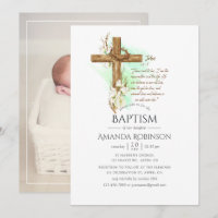 Watercolor Floral Baptism or Christening John Invi