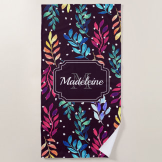Watercolor Floral Beach Towel