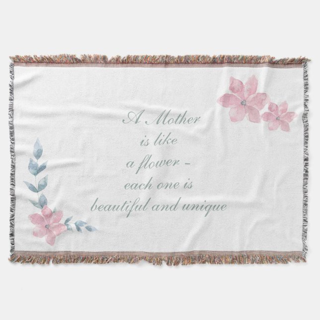 Watercolor Floral Beautiful Mother Quote Throw Blanket (Front)