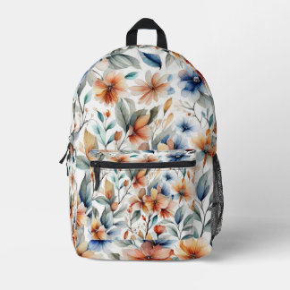 Watercolor Floral Beauty II Printed Backpack