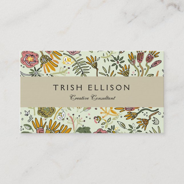 Watercolor Floral Bee Flowers Elegant Modern Business Card (Front)