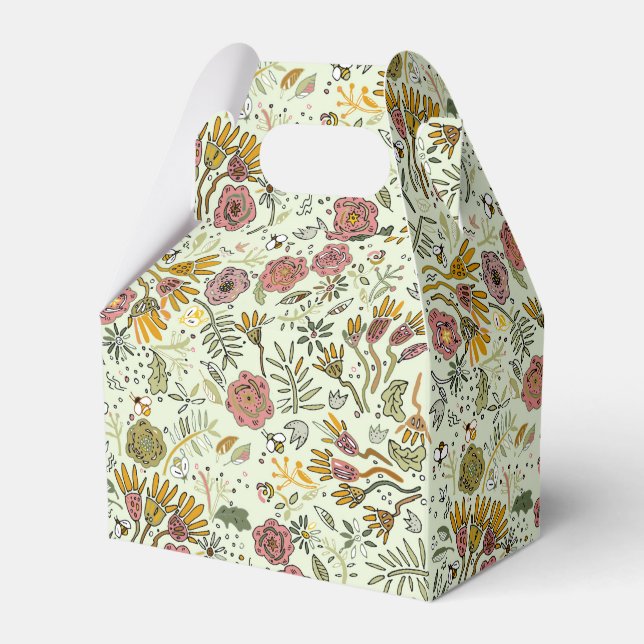 Watercolor Floral Bee Flowers Elegant Modern Favour Box (Front Side)