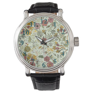 Watercolor Floral Bee Flowers Elegant Modern Watch