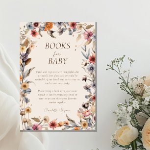 Watercolor Floral Beige Baby Shower Books For Baby Enclosure Card
