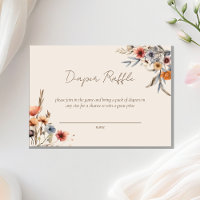 Watercolor Floral Beige Baby Shower Diaper Raffle