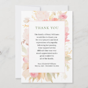 Watercolor Floral Bereavement Funeral Thank You Card