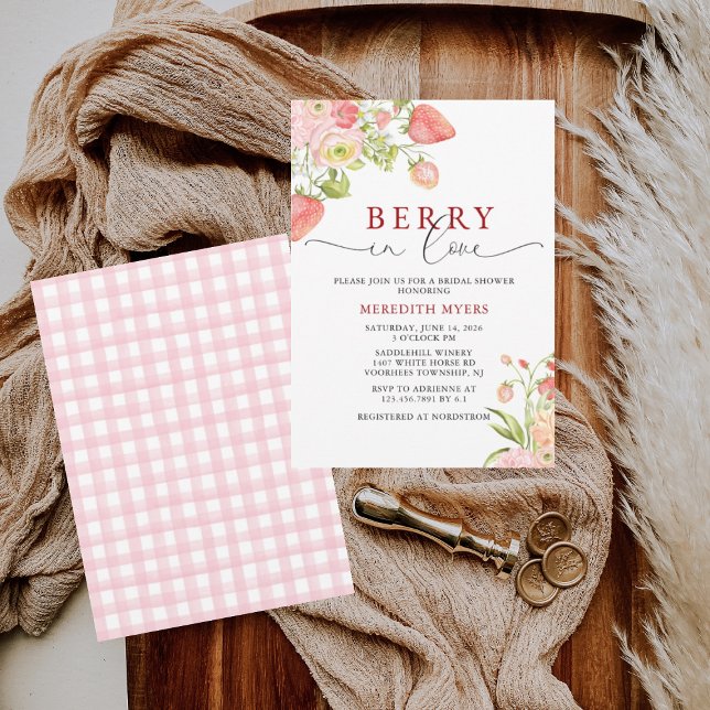 Watercolor Floral Berry in Love Bridal Shower Invitation (Creator Uploaded)