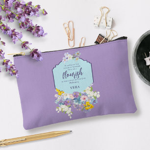 Watercolor Floral Bible Verse Personalised Accessory Pouch