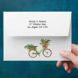 Watercolor Floral Bicycle Christmas Envelope