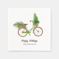 Watercolor Floral Bicycle Christmas Party