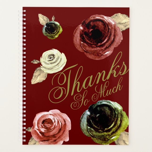 Watercolor Floral Big Ideas Gold & Burgundy 2021 Planner (Front)